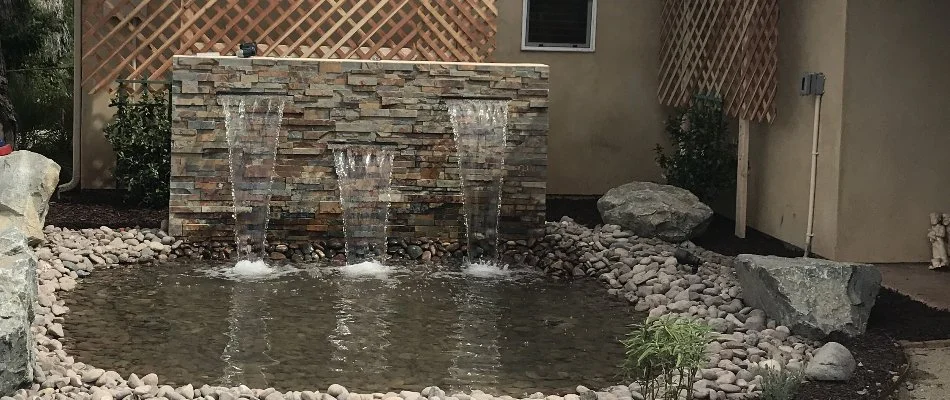 A water wall feature in Encinitas, CA.