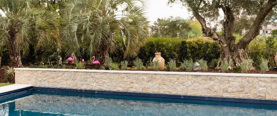 Retaining wall next to a pool in Encinitas, CA.